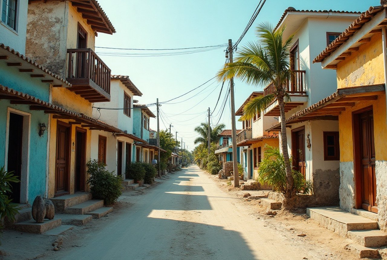 Street scene in Hithadhoo showing wide roads and daily life
