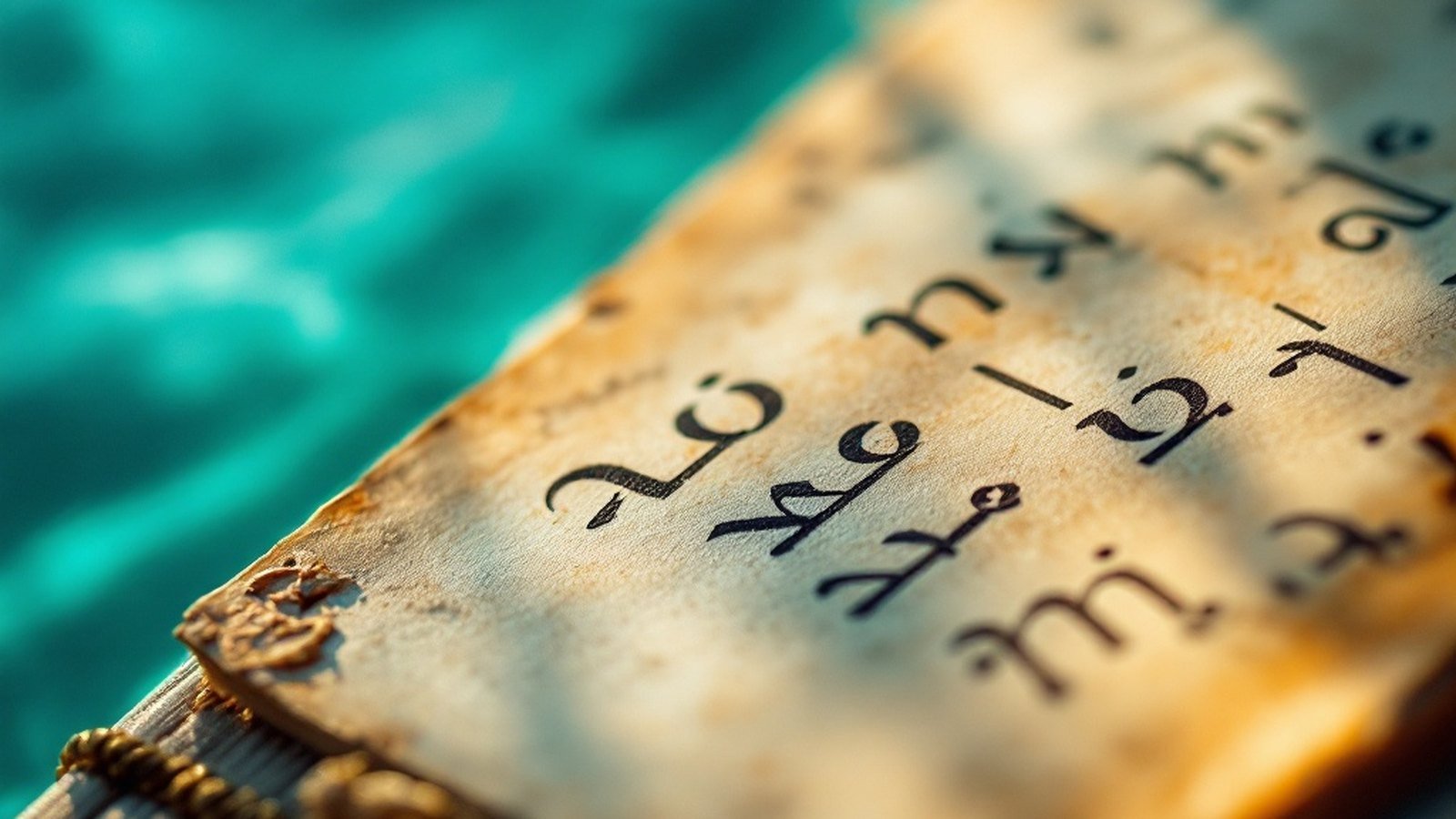Close-up of handwritten Thaana letters showing vowel diacritics