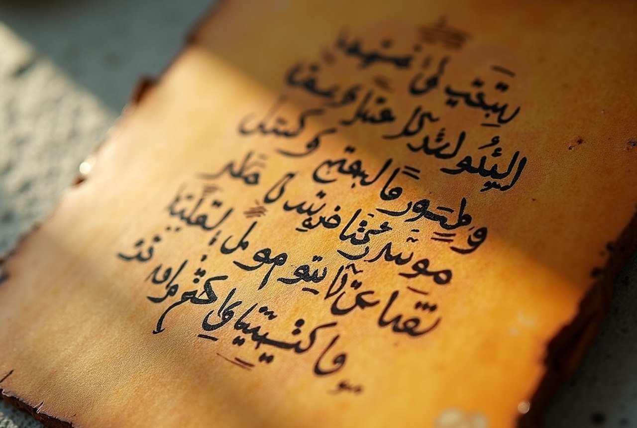 Detail of Thaana script on a handwritten charm or old manuscript