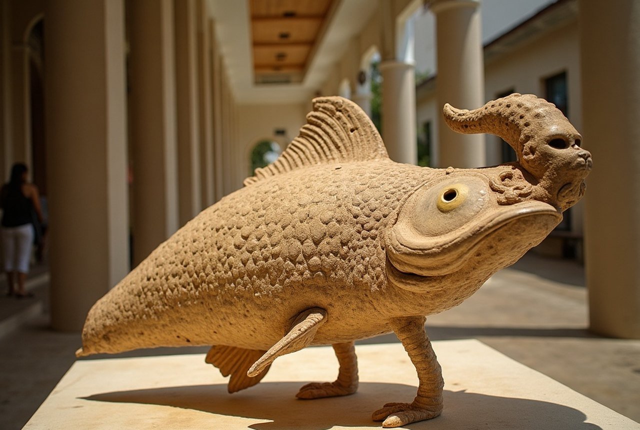 National Museum display of royal regalia or coral-stone carvings