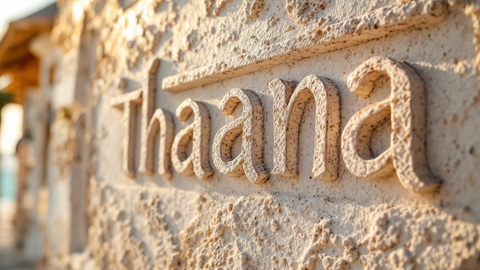 Close-up of Thaana lettering carved into coral stone at Hukuru Miskiy