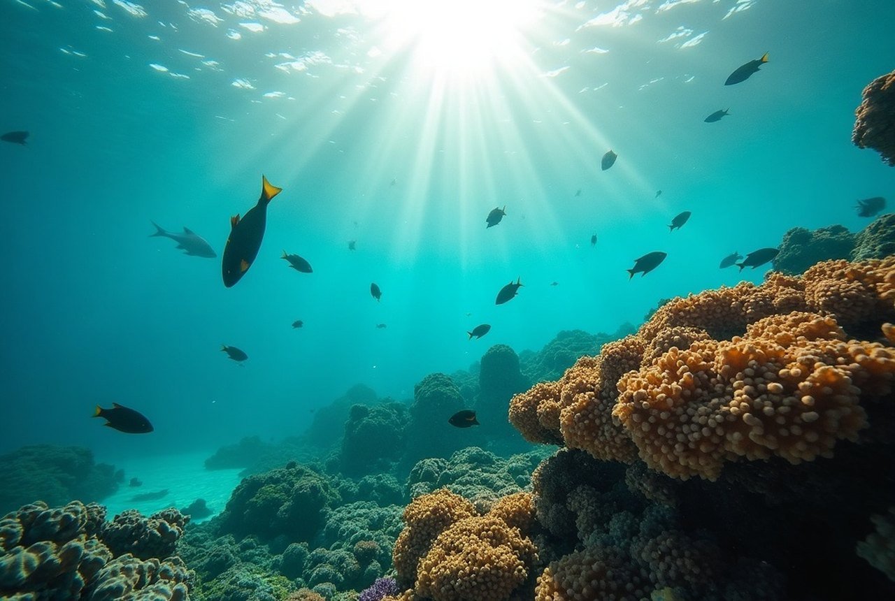 Underwater reef scene showing coral and fish near Malé