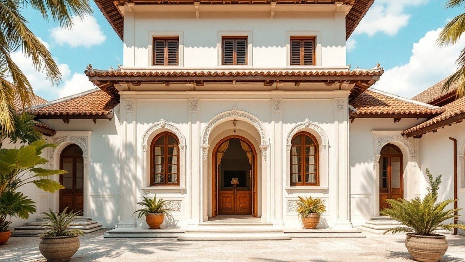 Exterior of Hukuru Miskiy, coral-stone façade and courtyard
