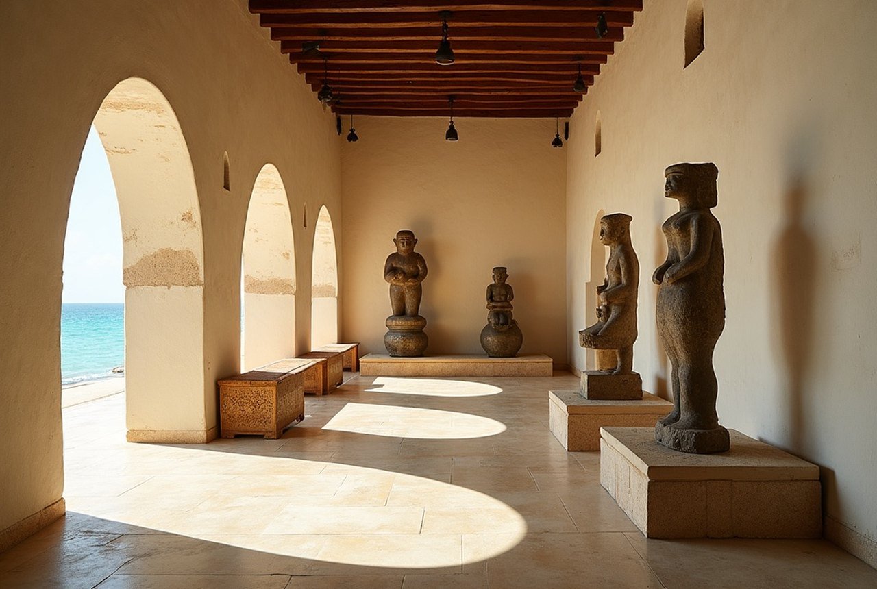 Interior of the National Museum showing pre-Islamic stone figures