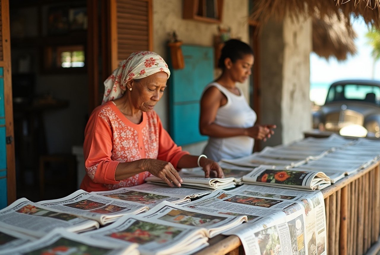 A local Mal&eacute; news-stand showing Dhivehi-language newspapers in Thaana